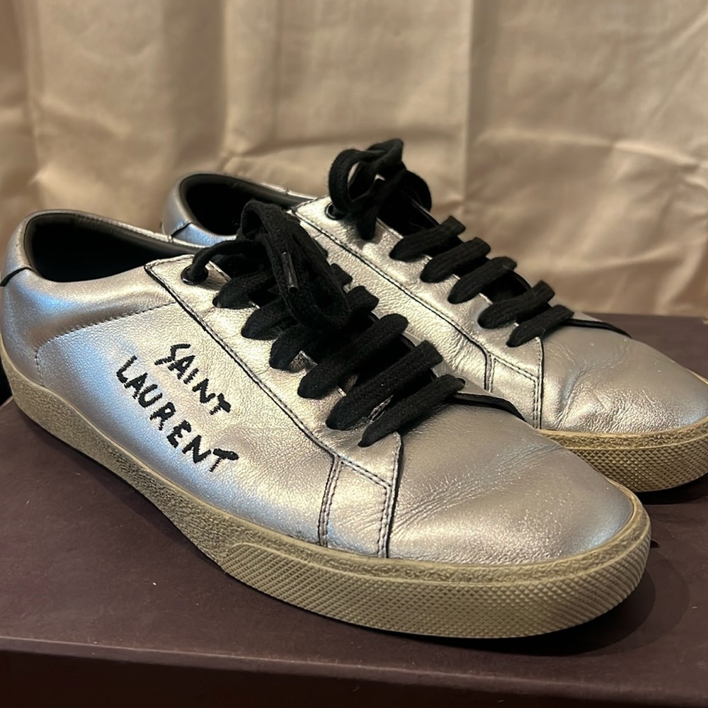 Saint Laurent Silver Court Sneakers